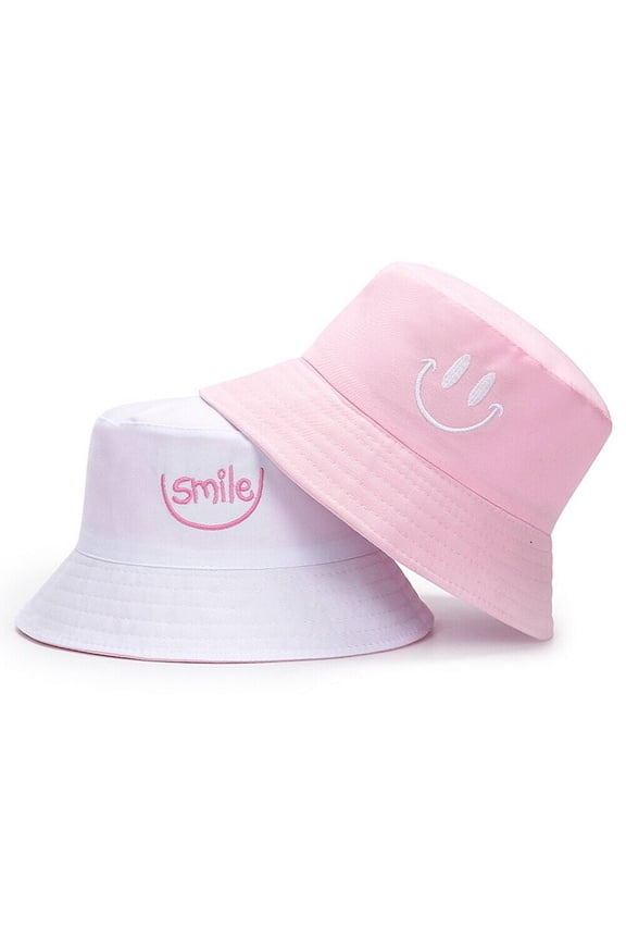 Double-sided Bucket Hat Fisherman's Cap Men Women Embroidery Pattern Cotton