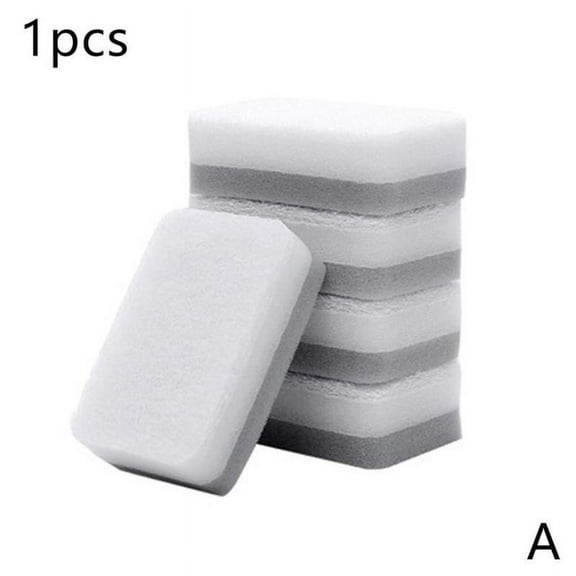 Double-sided Cleaning Brush Gray Square Cleaning Block Scouring + Sponge T2I6