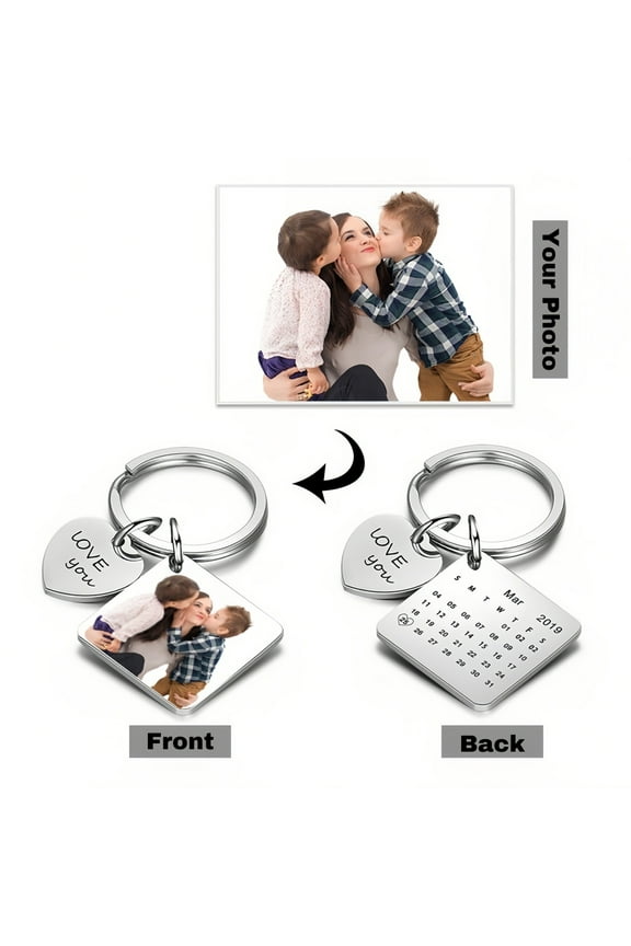 Double-sided Custom Keychain, Personalized Custom Photo/Date/Name/Word Keychain, Unique Gifts for Birthday, Christmas, and Weddings.