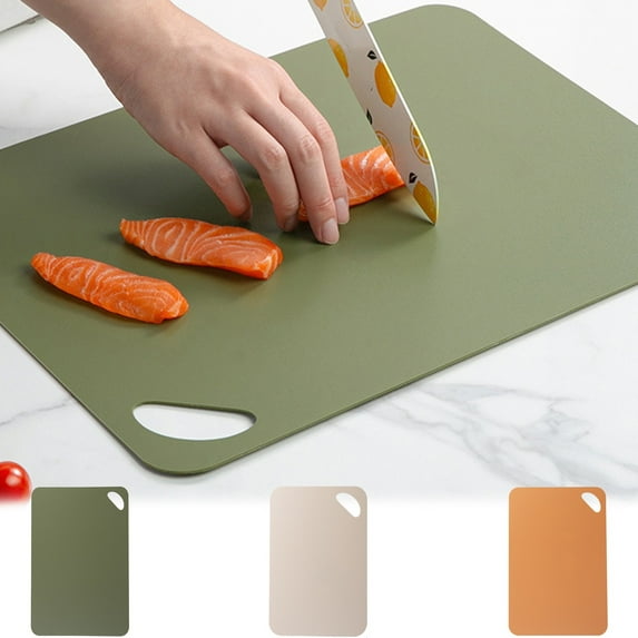Double-sided Cutting Board Large Kitchen Chopping Board with Juice Groove Reversible Wood Plastic Non-slip Surface for Meal Prep & Butcher Block Use, UKHBMC | Green