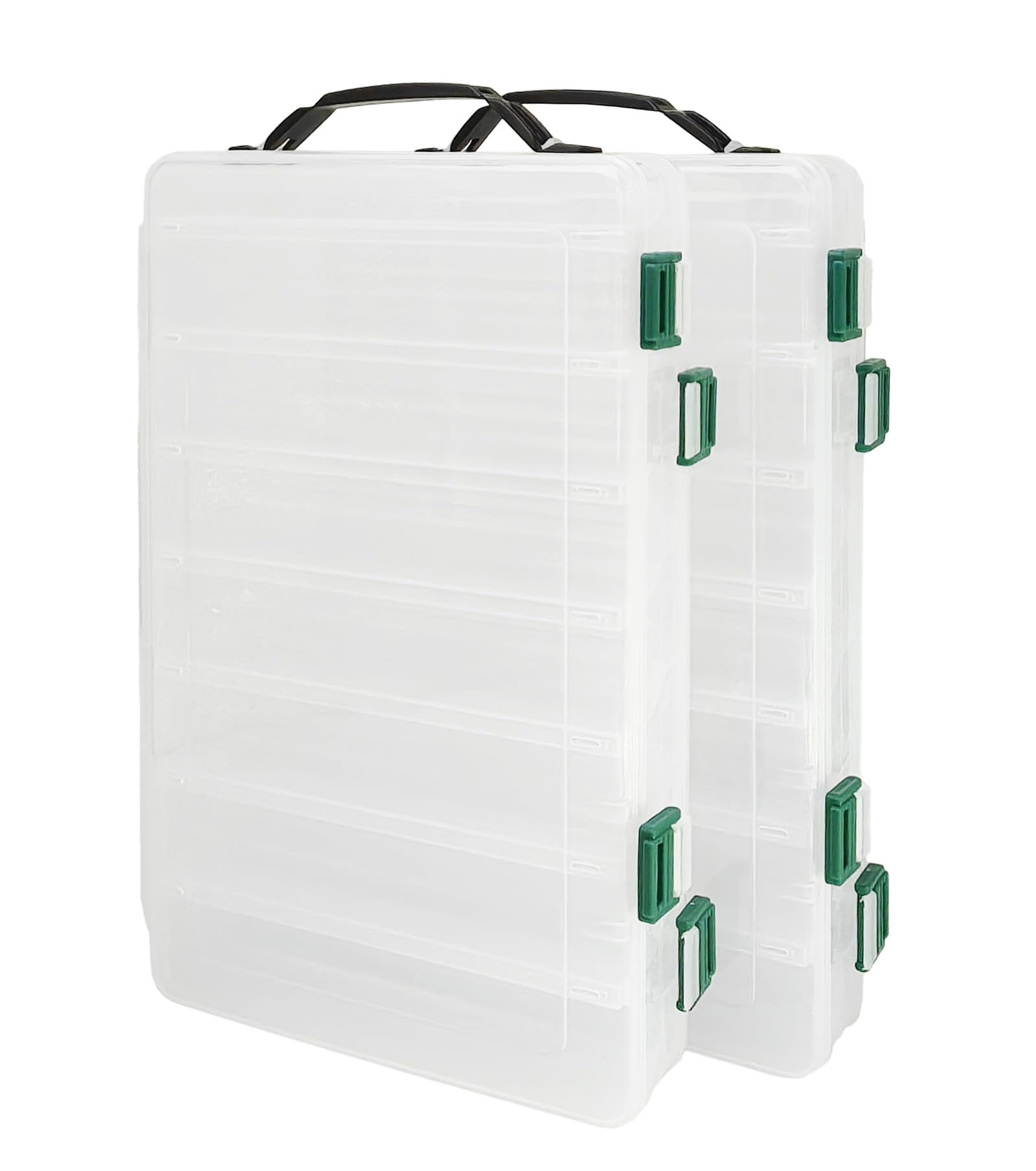 Double-sided Fishing Lure Hook Tackle Box Visible Hard Plastic Clear Bait Squid Jig Minnows Hooks Accessory Storage Case Container (clear-14 Slots 2pcs)