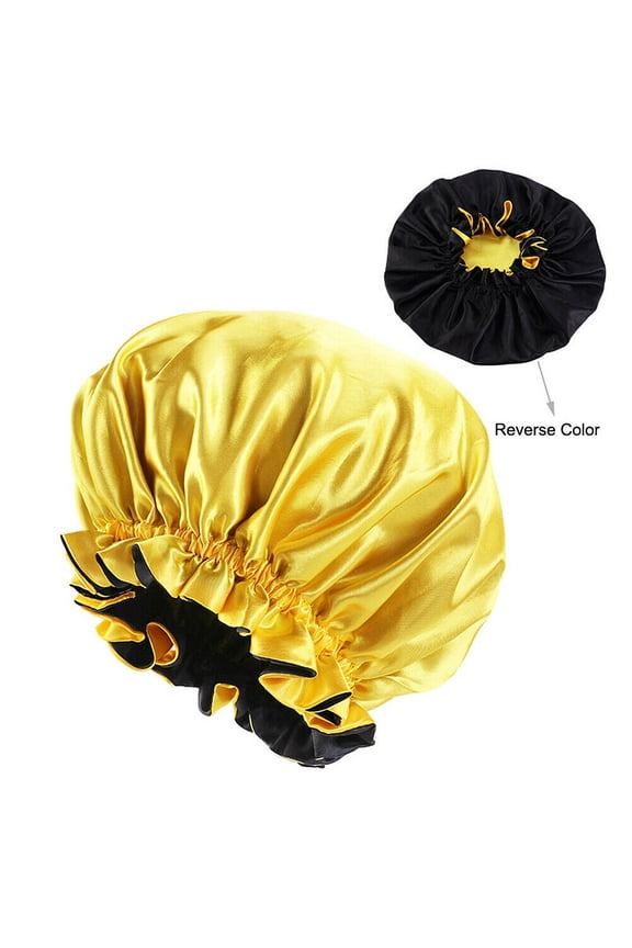 Double-sided Satin Night Sleep Cap Hair Bonnet Hat Head Cover w/ Elastic Band