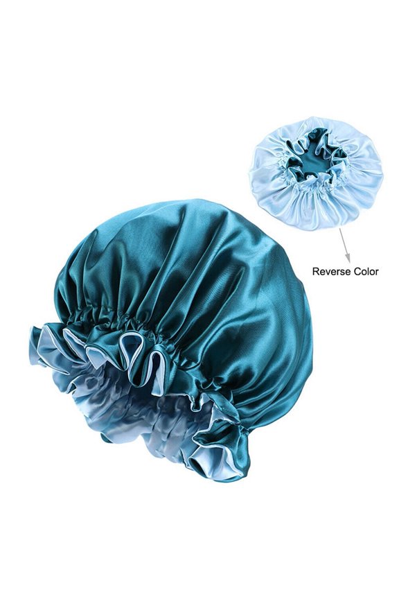 Double-sided Satin Night Sleep Cap Hair Bonnet Hat Head Cover w/ Elastic Band