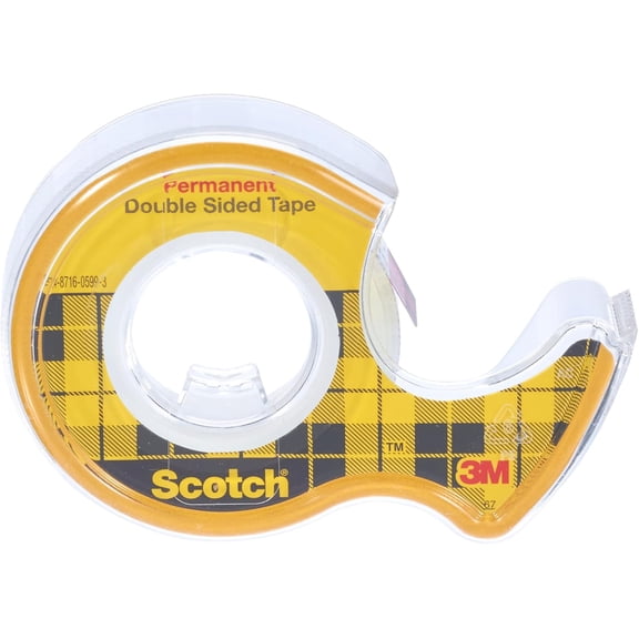 Scotch Double-Sided Tape, 1 Roll on Handheld Dispenser, 12 mm x 6.3 m - Clear Double Sided Sticky Tape, Strong, Long-Lasting, and Photo-Safe