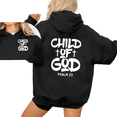thumbnail image 1 of Double-sided Women Fashion Child of God Graphic Tee Soft Breathable T Shirt Top Hooded long-sleeved Black S-2XL, 1 of 7