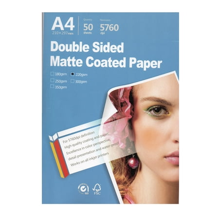 Double sided matte all Inkjet printer Photo Paper 8.3"x11.7" A4 Size 50 sheets weight 220gsm