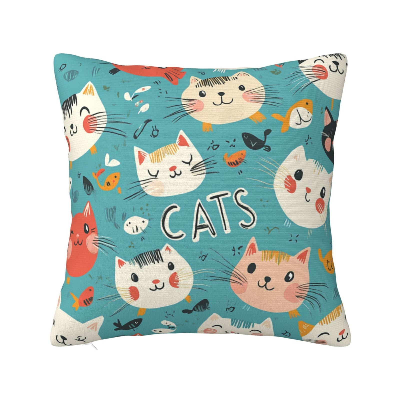 Double sided plush pillowcase Cats Cute Animals Throw Pillow Covers