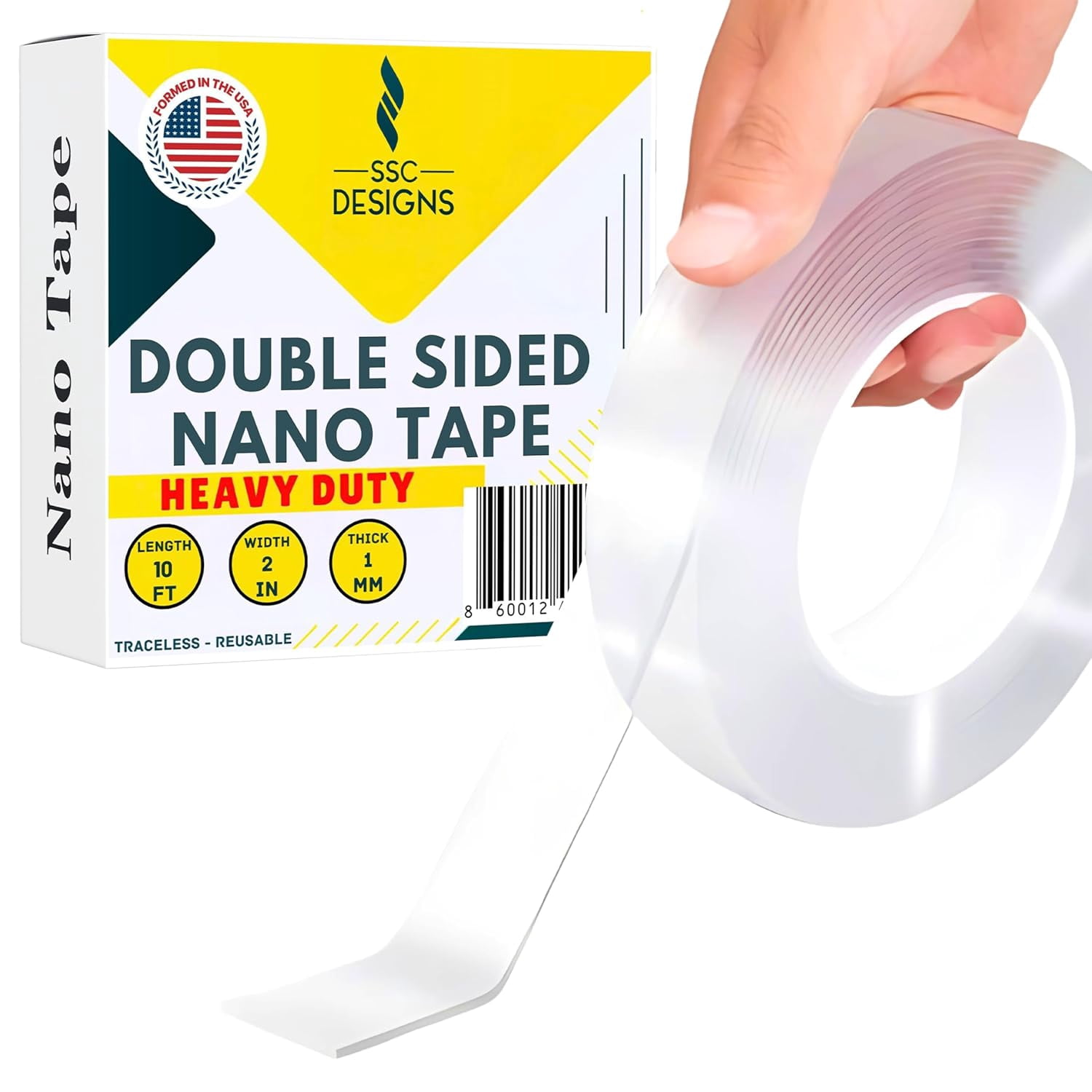 Double-sided powerful nano double-sided tape, strong adhesion, used for hanging charts, posters, wall stickers, office, classroom decoration, transparent removable adhesive tape, 20 feet long