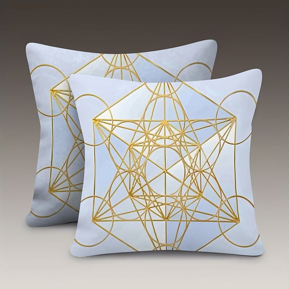 Double-sided short velvet pillowcase Metatron cube pattern, soft and durable, universal for home, sofa, bed, no pillow core