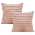 thumbnail image 1 of Double-sided wool-like plush decoration hug pillowcase, plush stripes soft pillowcase - pink, 1 of 5