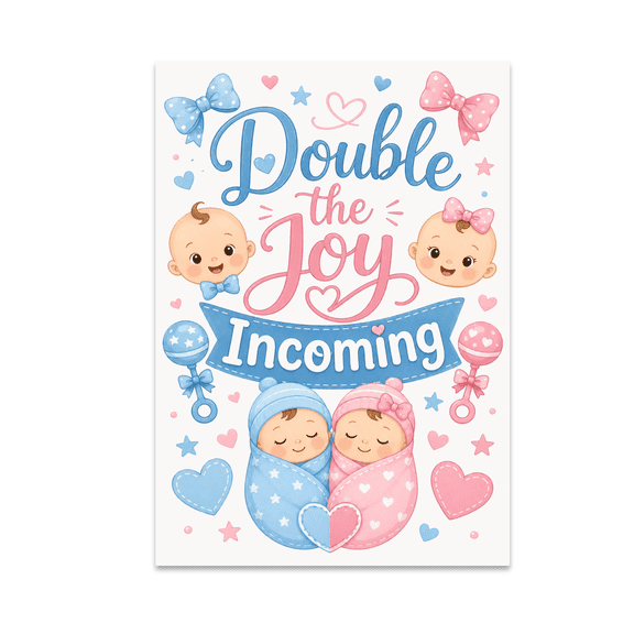 Double the Joy Incoming - Expecting Twins - 13x19 Poster Print