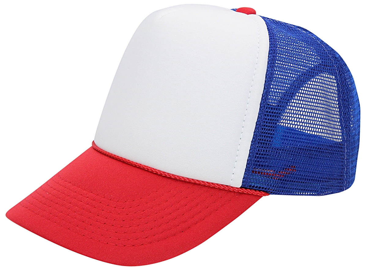 Made USA American Trucker Hat Snap Back Blank – Red White Blue Apparel