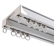 Double-track curtain rail, straight curtain rail, curtain rail made from aluminum, ceiling-mounted curtain rail for room dividers, living rooms, bedrooms