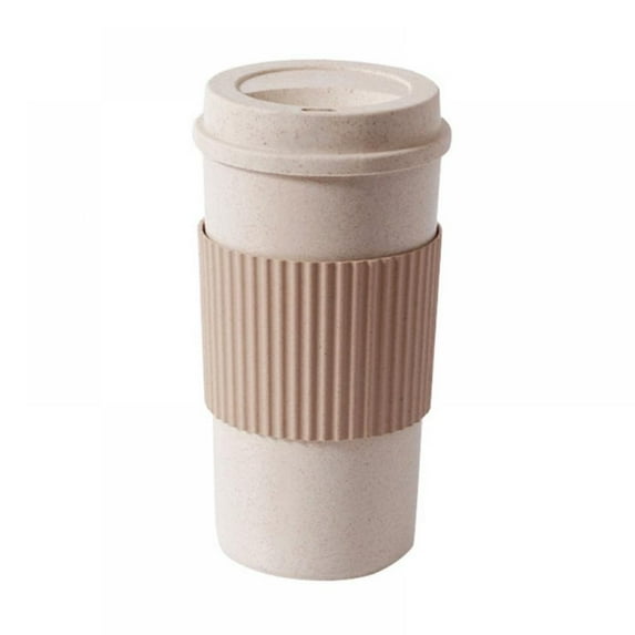 Double-wall Insulation Eco-friendly Wheat Fiber Straw Coffee Cup Travel Coffee Mug Leakproof Gift Mugs