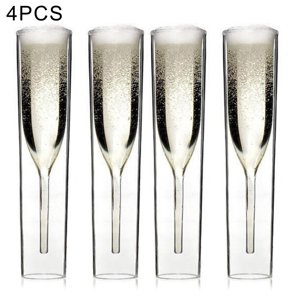 Doublewalled Champagne Flutes Clear Glass Unique Champagne Glasses for