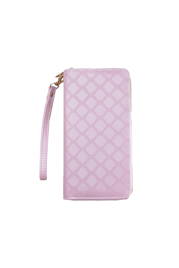 Double zipper wallet, double layer large capacity wallet-pink