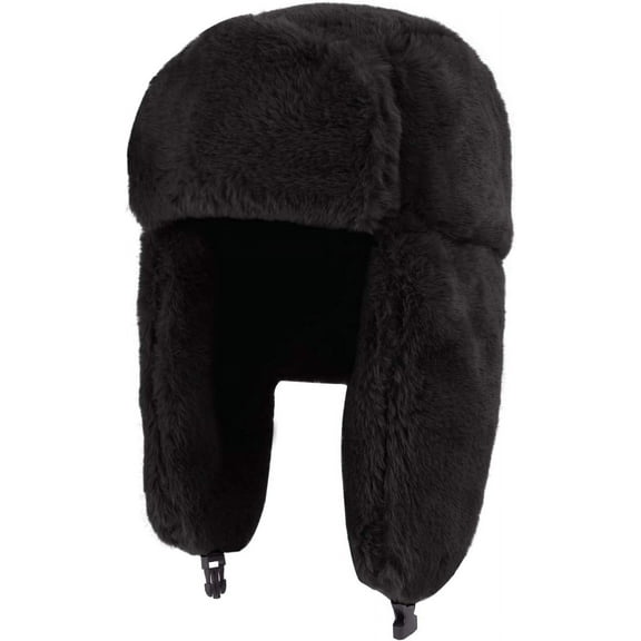 Double2cm Faux Fur Winter Earflap Russian Ushanka Hat - Fur Lined Winter Cap