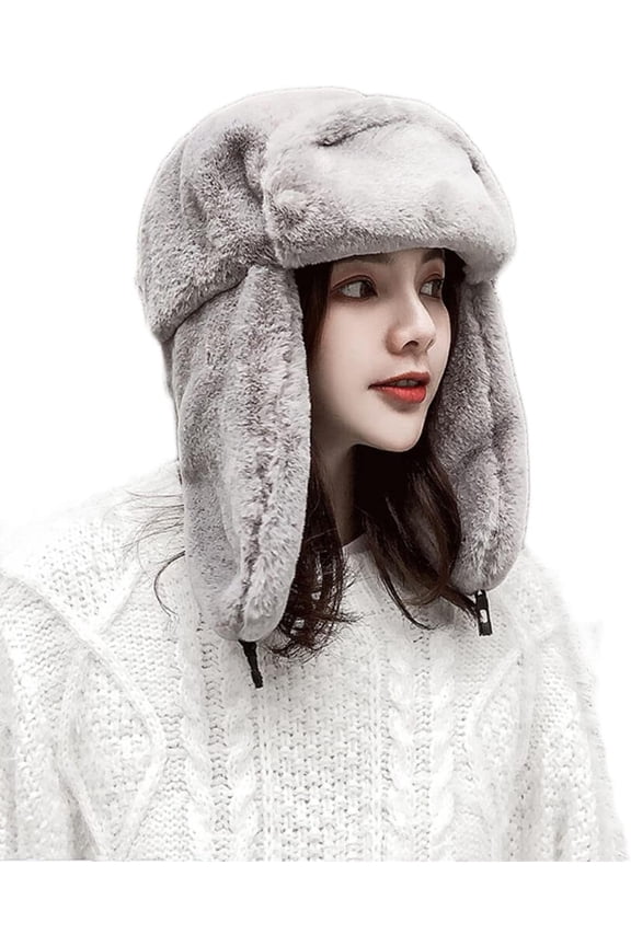 Faux Fur Winter Earflap Russian Ushanka Hat - Fur Lined Winter Cap
