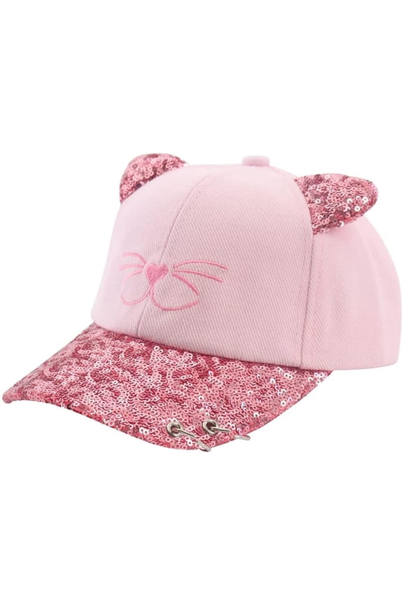 Kids Cat Ear Baseball Cap Girls Cute Kitty Adjustable Snapback Trucker Hat for Summer Sport Travel Hiking 2-15Y
