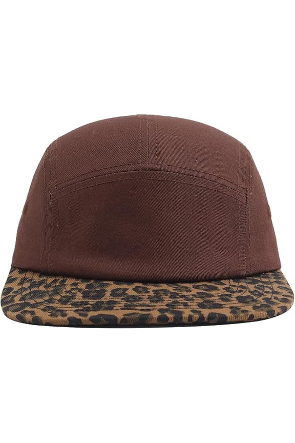 Double2cm Leopard Print Flat Brim Snapback, 5 Panel Vintage Hip Hop Skateboard Baseball Cap Men Streetwear