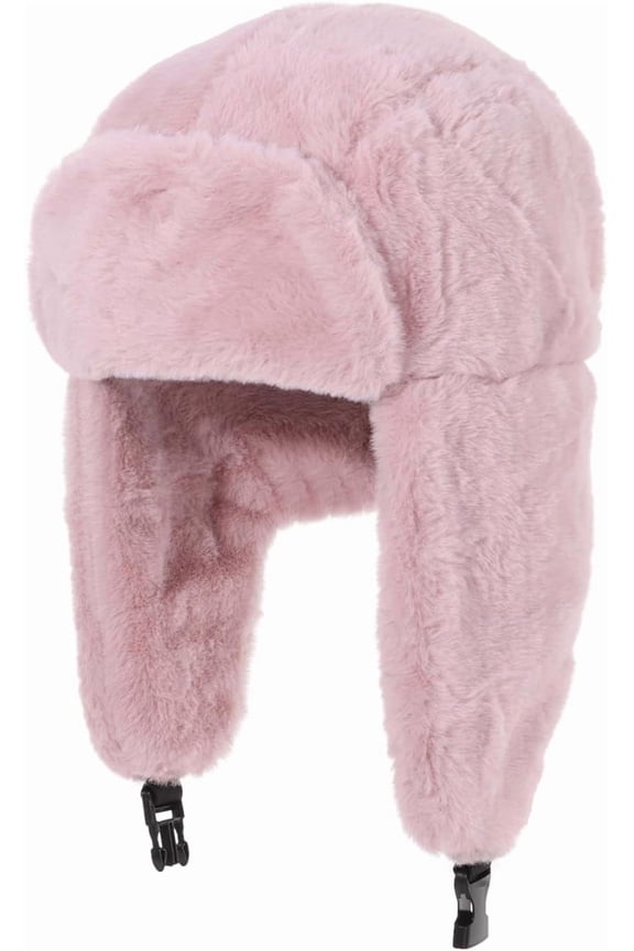 Winter Trapper Ushanka Hats for Women Faux Fur Warm Hat with Earflaps Chin Strap for Cold Weather