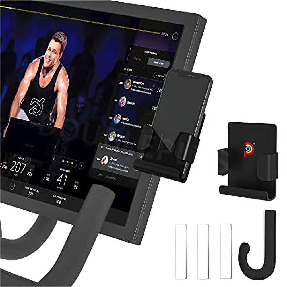 DoublePlus for Peloton Phone Holder Cell Phone Mount and Towel Hook for Peloton Bike Tread Sticks on Screen Acrylic Accessories for Peloton Not