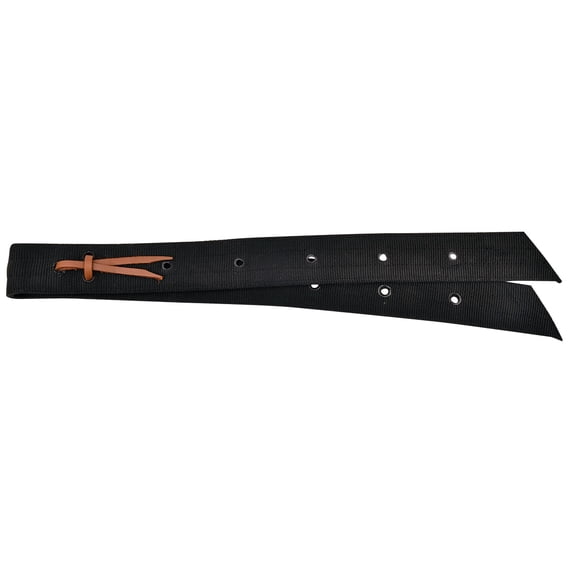 Jeffers Equine Nylon Off Billet Lace Tie for Horses, 1-3/4" x 39", Heavy Duty Stitched Saddle Strap with Burgundy Alum Tanned Tie for Western Saddles, Horse Tack, Training, Stable Equipment - Black