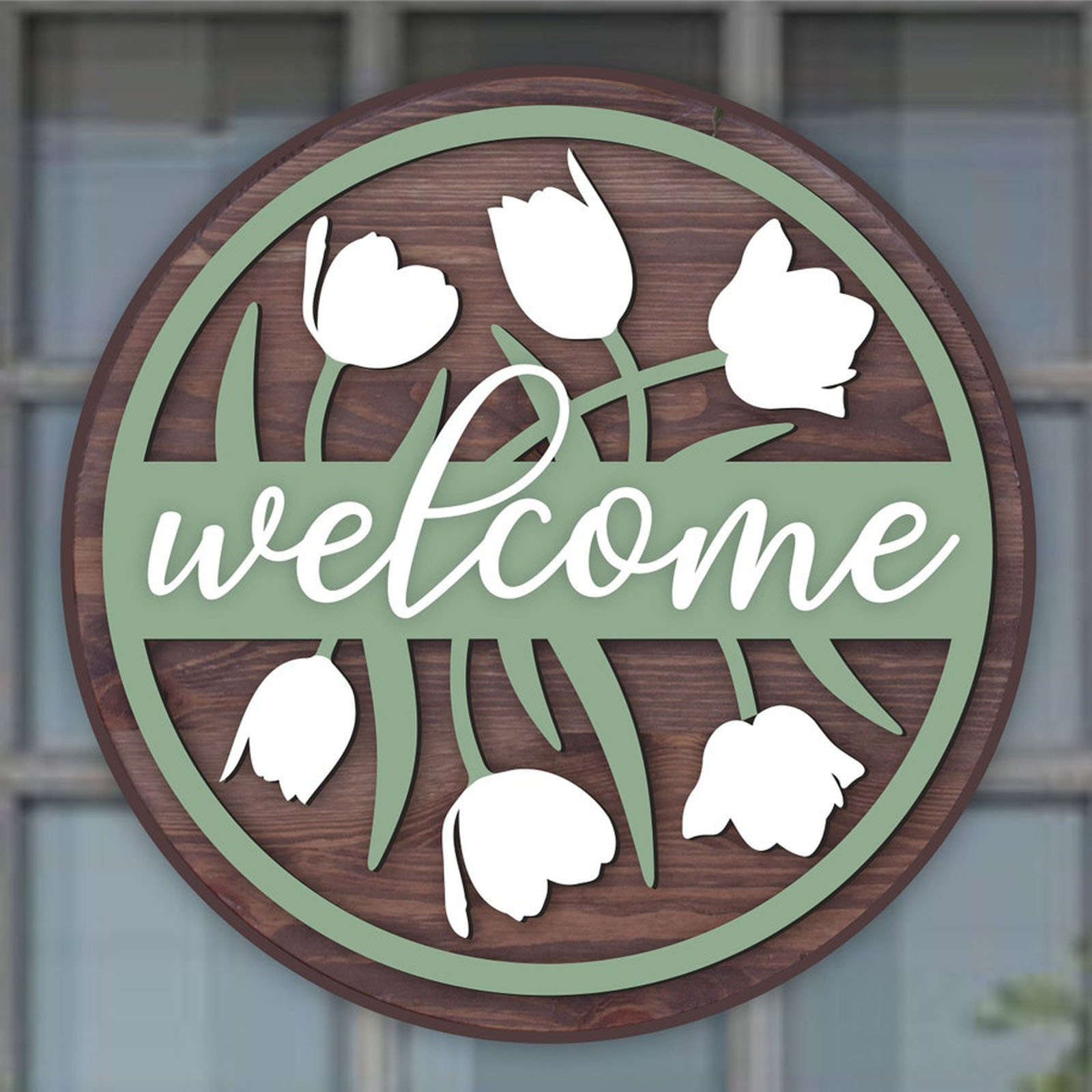 Doublelift Front Door Round Wood Sign Hanging Welcome Sign for Porch ...