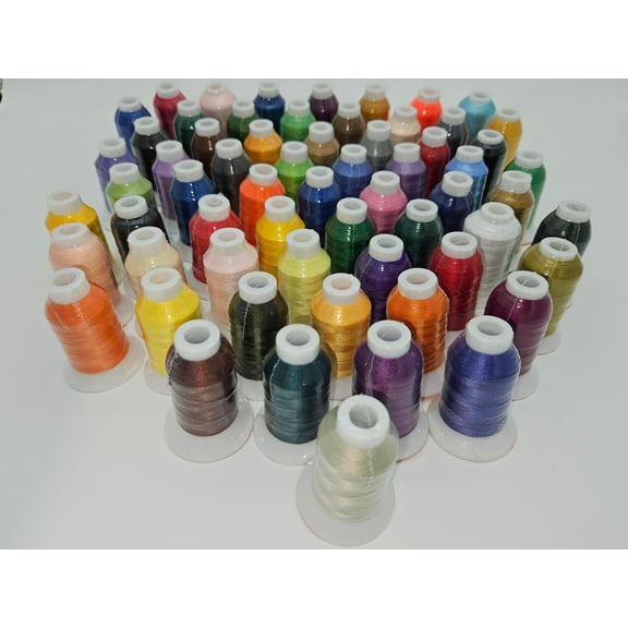 Doublelin Polyester Embroidery Thread, 120D/2, 40wt, High Strength Thread (63 Colors Combo, 500 Meters (550 Yards))