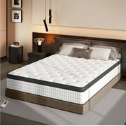 Doubleslee Queen Mattress, 12" Boxed Memory Foam Hybrid Spring with Motion Isolation and Pressure Relief - Black and White