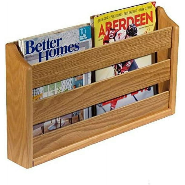Doublewide Rack, Wall Mount Or Tabletop, Light Oak Magazine Holder ...