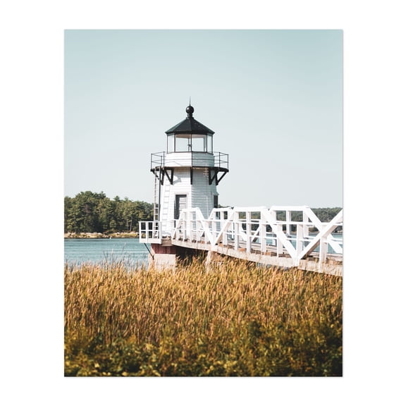 Doubling Point Lighthouse - Arrowsic Maine Photography Lighthouse Coast Nature Scenic Bridge Landscape Unframed Wall Art Print 36 x 48 inches