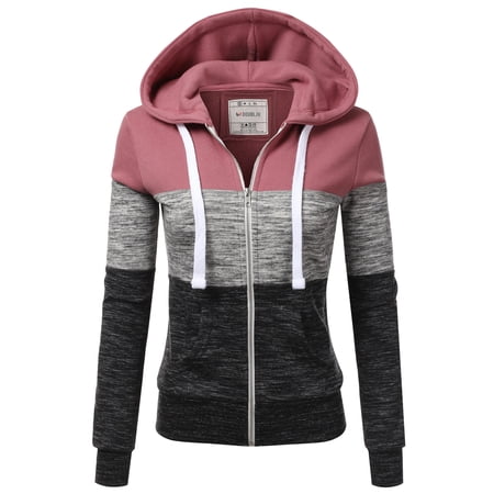 Doublju 3 Color Block Fleece Basic Zip-Up Hoodie Jacket price history and forecast - Doublju AWOHOL0103