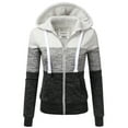 thumbnail image 1 of Doublju 3 Color Block Fleece Basic Zip-Up Hoodie Jacket, 1 of 3