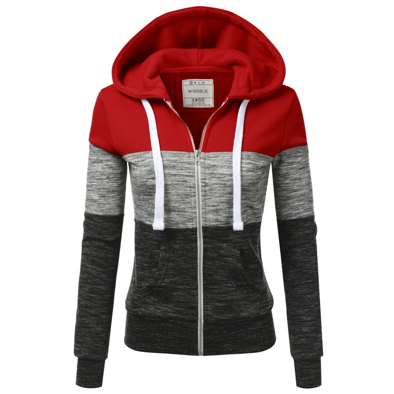Doublju 3 Color Block Fleece Basic Zip Up Hoodie Jacket Walmart