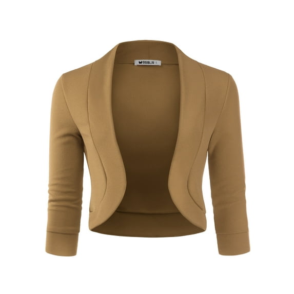 Doublju Women's 3/4 Sleeve Bolero Open Front Cardigans (Plus Size Available)