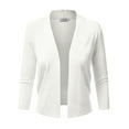 thumbnail image 1 of Doublju Women's 3/4 Sleeve Open Front Cropped Cardigan Sweaters (Plus Size Available), 1 of 4