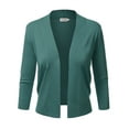 thumbnail image 1 of Doublju Women's 3/4 Sleeve Open Front Cropped Cardigan Sweaters (Plus Size Available), 1 of 4