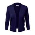 thumbnail image 1 of Doublju Women's 3/4 Sleeve Open Front Cropped Cardigan Sweaters (Plus Size Available), 1 of 4