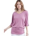 thumbnail image 1 of Doublju Women's 3/4 Sleeve Side Shirring V-Neck Mini Dress (Plus Size Available), 1 of 1