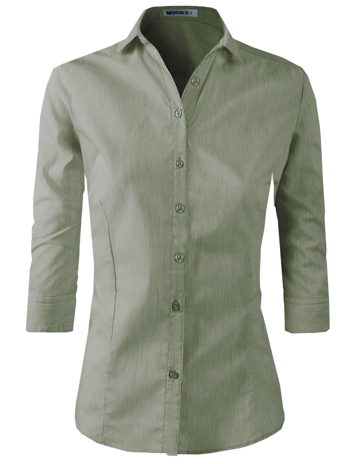 Doublju Women's 3/4 Sleeve Slim Fit Button Down Dress Shirt (Plus Size Available) - Walmart.com Doublju Women's 3/4 Sleeve Slim Fit Button Down Dress Shirt (Plus Size Available) - Walmart.com
