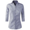 thumbnail image 1 of Doublju Women's 3/4 Sleeve Slim Fit Button Down Dress Shirt (Plus Size Available), 1 of 4