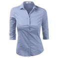 thumbnail image 1 of Doublju Women's 3/4 Sleeve Slim Fit Button Down Dress Shirt, 1 of 4