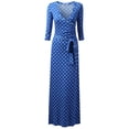 thumbnail image 1 of Doublju Women's 3/4 Sleeve Wrap Front Maxi Dress with Tie Waist, 1 of 4
