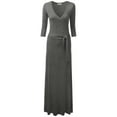thumbnail image 1 of Doublju Women's 3/4 Sleeve Wrap Front Maxi Dress with Tie Waist, 1 of 4