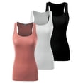 thumbnail image 1 of Doublju Women's Assorted Ribbed Scoop Neck Racerback Tank Top (3 Pack), 1 of 2