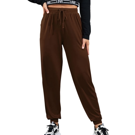 Doublju Women's Basic Comfy Drawstring Jogger Style Yoga Pajama Pants With Pocket