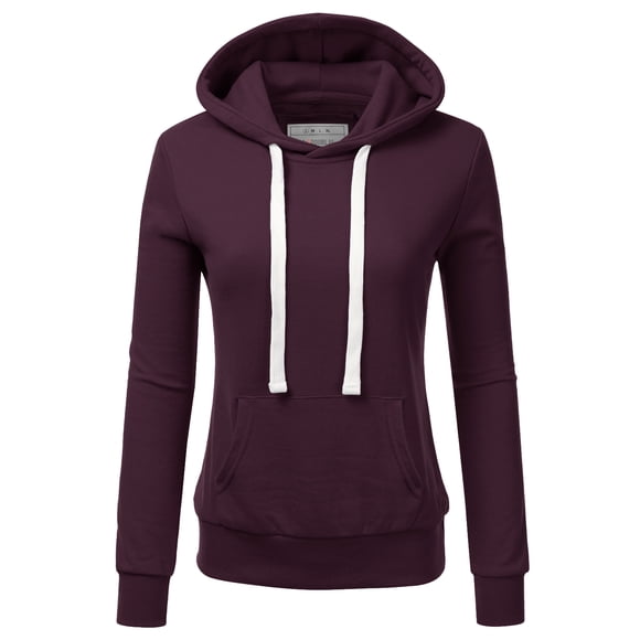 Doublju Women's Basic Lightweight Pullover Hoodie Sweatshirt with Plus Size