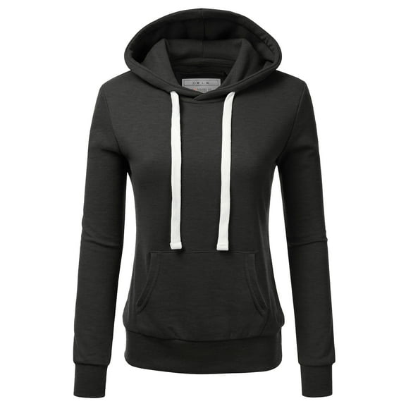 Doublju Women's Basic Lightweight Pullover Hoodie Sweatshirt with Plus Size