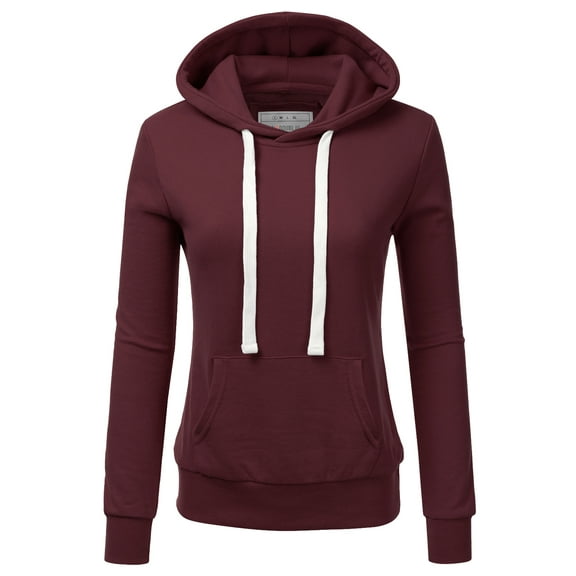 Doublju Women's Basic Lightweight Pullover Hoodie Sweatshirt with Plus Size